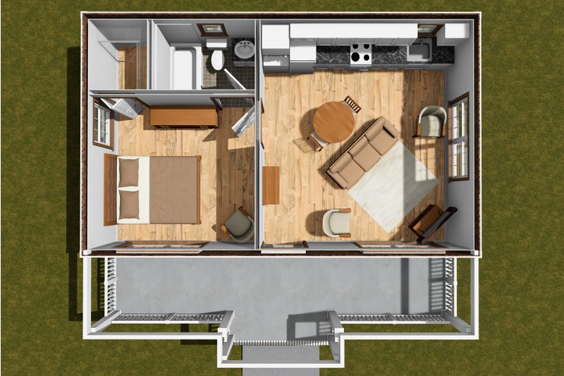 House Plan Design - Floor Plan - Main Floor 1 for Cottage House Plan #513-2360 - 1 bed, 1 bath