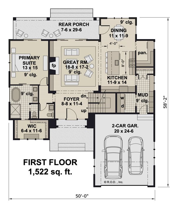 Traditional Floor Plan - Main Floor Plan #51-1298