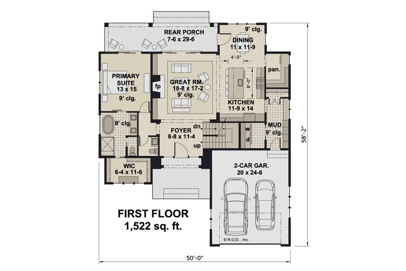 Home Plan - Floor Plan - Main Floor for Traditional House Plan #51-1298 - 4 bed, 3.5 bath