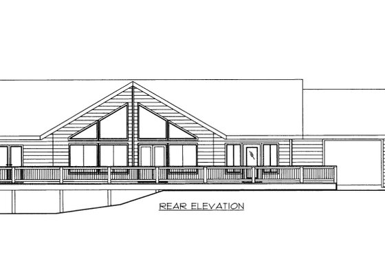 Exterior - Rear Elevation for Ranch House Plan #117-1105 - 2 bed, 2 bath