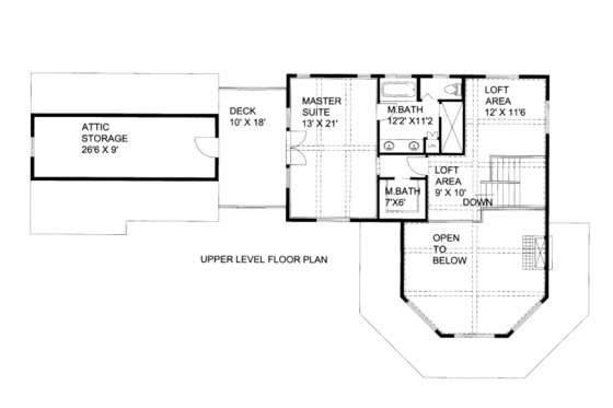 Floor Plan - Upper Floor for Cabin House Plan #117-793 - 2 bed, 2 bath