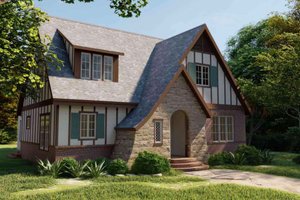 Exterior - Front Elevation 3 for Tudor House Plan #1079-3 - 4 bed, 3 bath