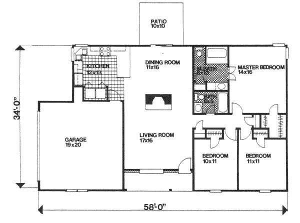 House Blueprint - Ranch Floor Plan - Main Floor Plan #30-129