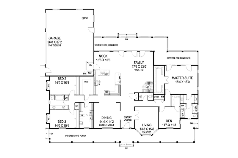 Dream House Plan - Floor Plan - Main Floor for Traditional House Plan #60-649 - 3 bed, 2.5 bath