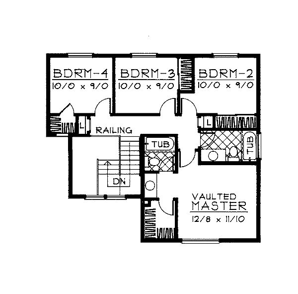 Traditional Floor Plan - Upper Floor Plan #92-214
