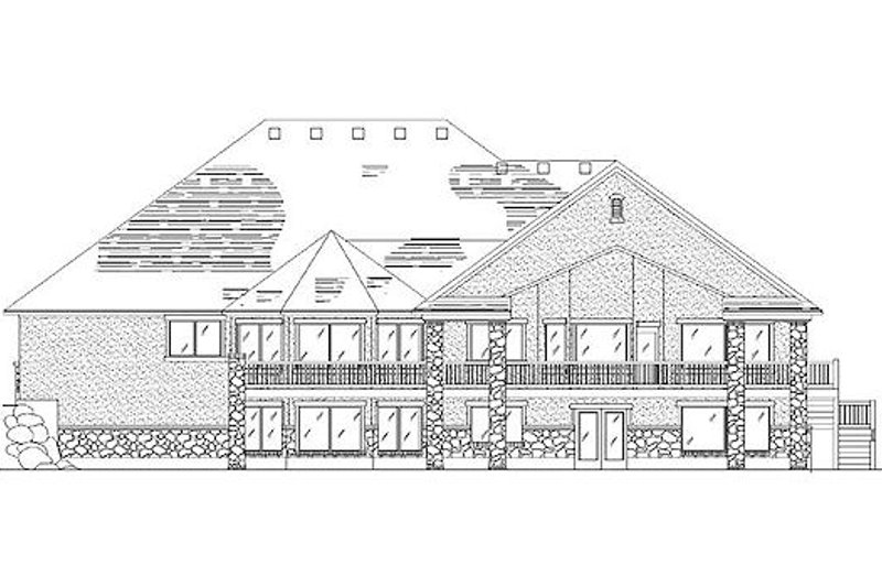 Home Plan - Exterior - Rear Elevation for European House Plan #5-376 - 5 bed, 3.5 bath