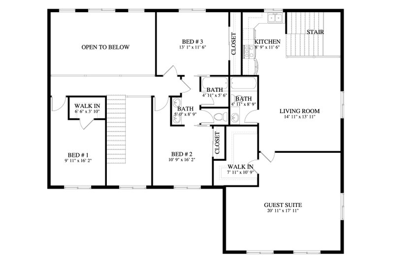 Architectural House Design - Floor Plan - Upper Floor for Farmhouse House Plan #1060-368 - 5 bed, 4 bath