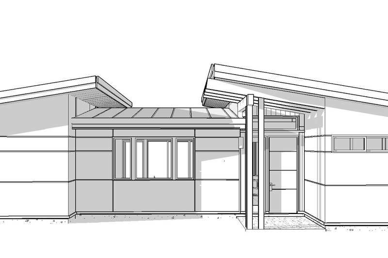 House Blueprint - Exterior - Front Elevation 3 for Modern House Plan #895-157 - 2 bed, 2 bath