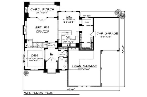 Floor Plan - Main Floor for European House Plan #70-877 - 3 bed, 2.5 bath