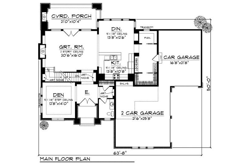 Home Plan - Floor Plan - Main Floor for European House Plan #70-877 - 3 bed, 2.5 bath