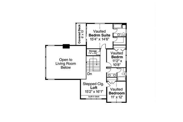 Craftsman Floor Plan - Upper Floor Plan #124-1328