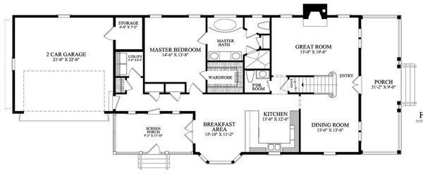 Home Plan - Southern Floor Plan - Main Floor Plan #137-261