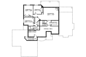 Floor Plan - Lower Floor for Mediterranean House Plan #24-225 - 4 bed, 3.5 bath