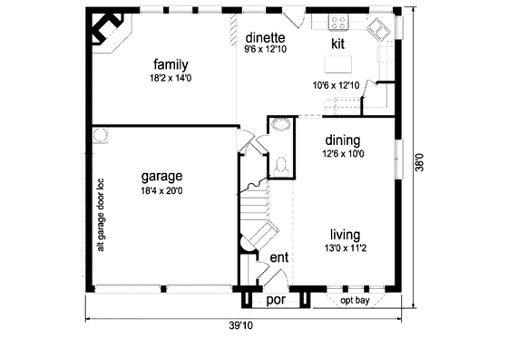 Floor Plan - Main Floor for European House Plan #84-336 - 4 bed, 2.5 bath