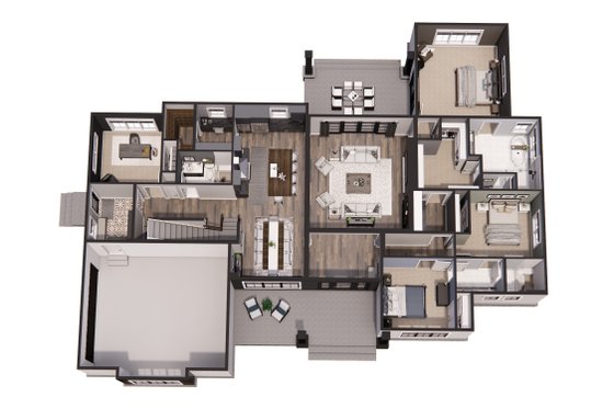 Floor Plan - Main Floor 1 for Farmhouse House Plan #51-1221 - 4 bed, 3 bath