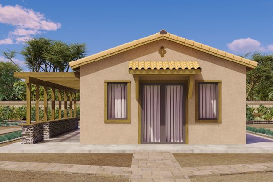 Exterior - Front Elevation 4 for Mediterranean House Plan #1106-88 - 1 bed, 1 bath