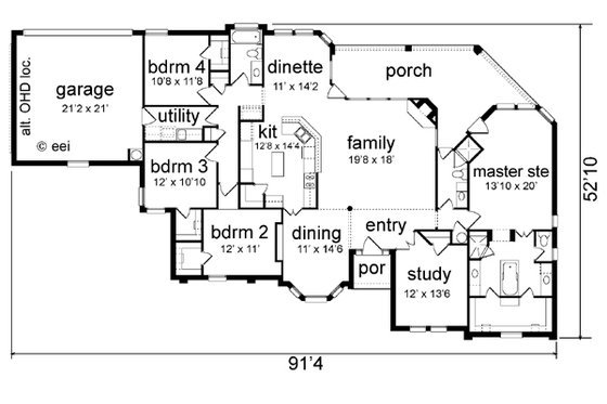 Floor Plan - Main Floor for Traditional House Plan #84-145 - 4 bed, 3 bath