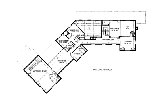 Floor Plan - Upper Floor for European House Plan #141-313 - 4 bed, 5.5 bath