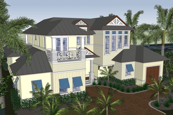 Exterior - Front Elevation 4 for Mediterranean House Plan #548-17 - 4 bed, 5.5 bath
