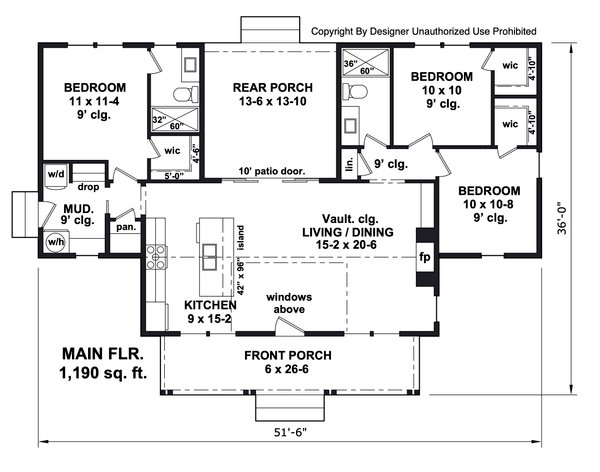 Dream House Plan - Bungalow Floor Plan - Main Floor Plan #51-1444