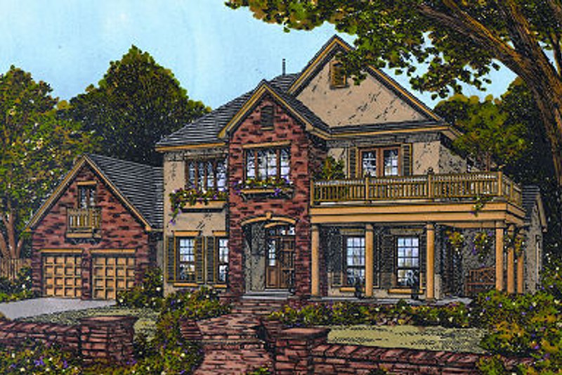 Architectural House Design - European Exterior - Front Elevation Plan #417-393