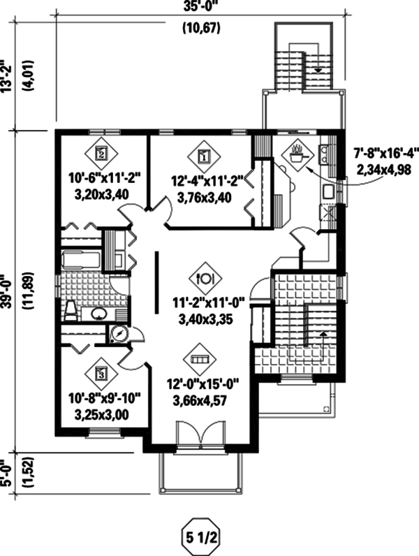 Contemporary Floor Plan - Upper Floor Plan #25-4381