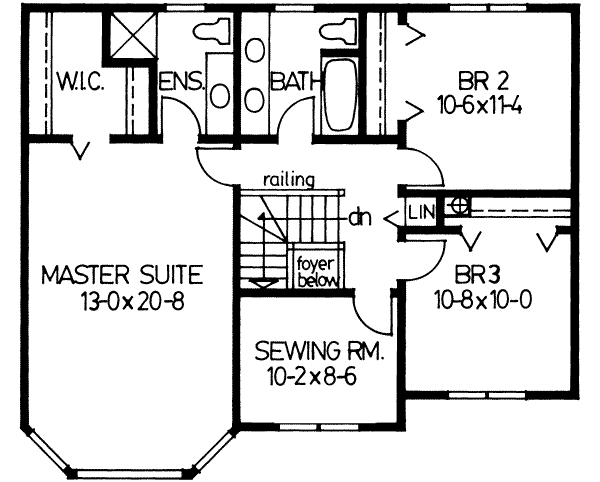 Colonial Floor Plan - Upper Floor Plan #126-114