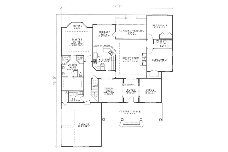 Dream House Plan - Floor Plan - Main Floor for Southern House Plan #17-2066 - 4 bed, 3 bath