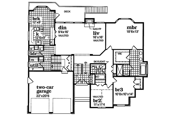 Floor Plan - Main Floor for Traditional House Plan #47-350 - 3 bed, 2 bath
