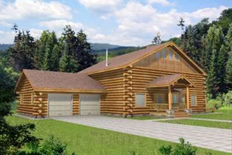 Home Plan - Log Exterior - Front Elevation Plan #117-408