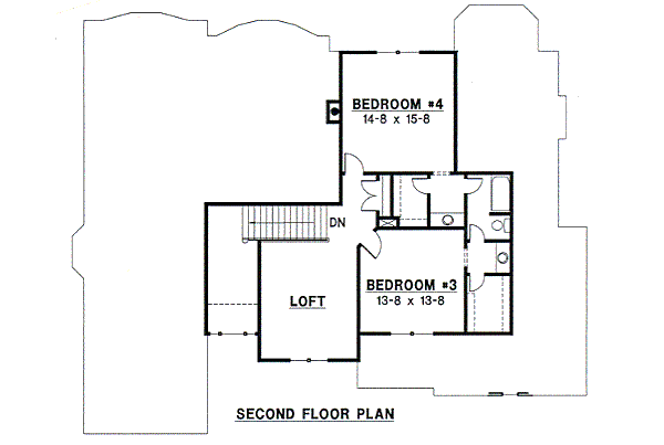 Traditional Floor Plan - Upper Floor Plan #67-102