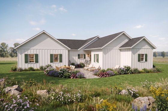 Exterior - Rear Elevation for Farmhouse House Plan #1099-18 - 3 bed, 2.5 bath