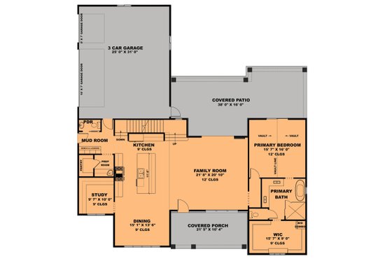 Floor Plan - Main Floor for Farmhouse House Plan #1111-35 - 4 bed, 2.5 bath