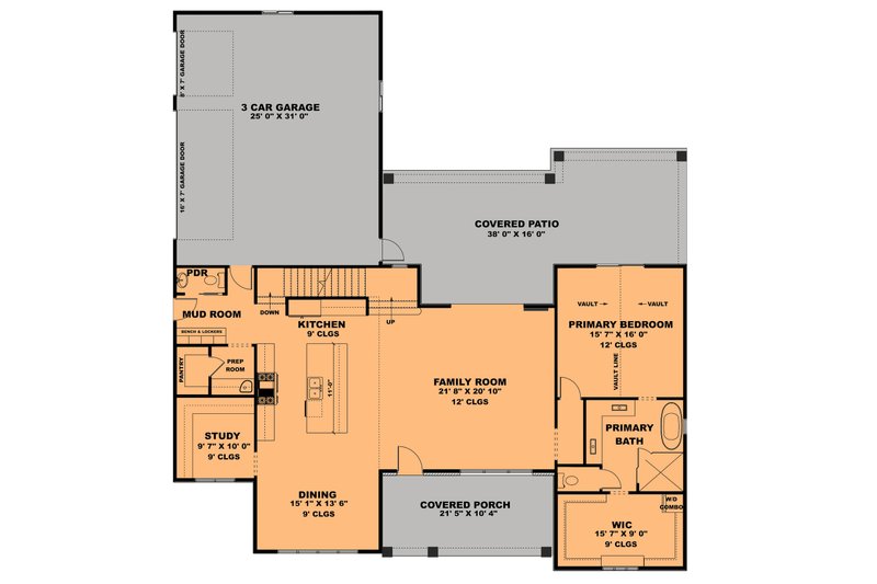 Dream House Plan - Floor Plan - Main Floor for Farmhouse House Plan #1111-35 - 4 bed, 2.5 bath