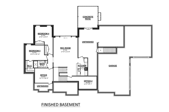 Floor Plan - Lower Floor for Craftsman House Plan #1089-19 - 3 bed, 3.5 bath