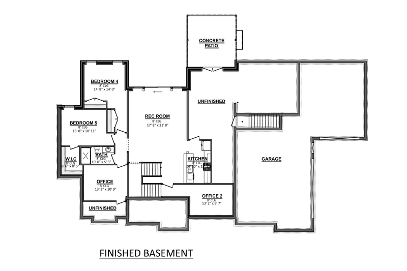 House Design - Floor Plan - Lower Floor for Craftsman House Plan #1089-19 - 3 bed, 3.5 bath