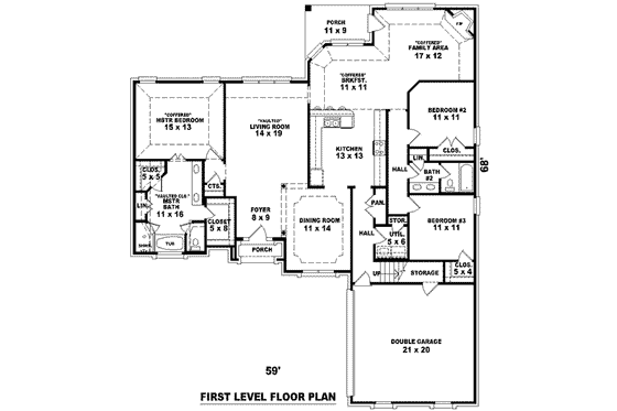 Floor Plan - Main Floor for European House Plan #81-1124 - 4 bed, 3 bath