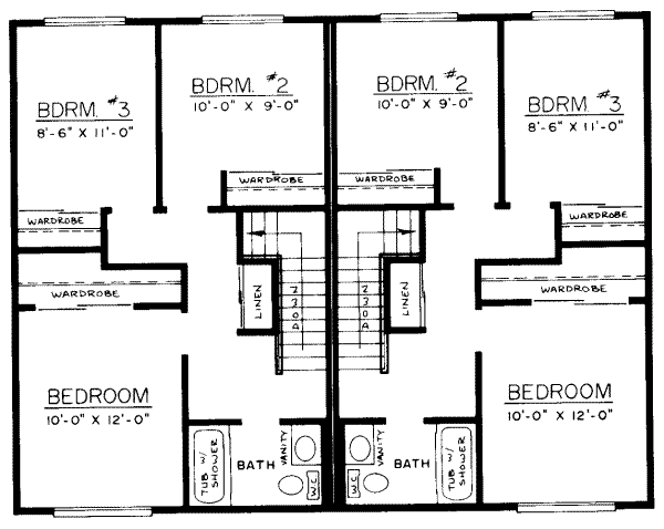 Floor Plan - Upper Floor for Traditional House Plan #303-194 - 3 bed, 1.5 bath