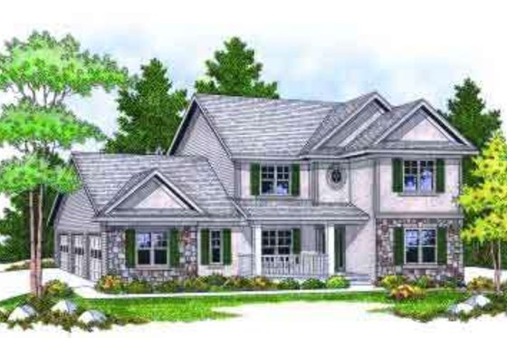 Exterior - Front Elevation for Traditional House Plan #70-663 - 4 bed, 2.5 bath