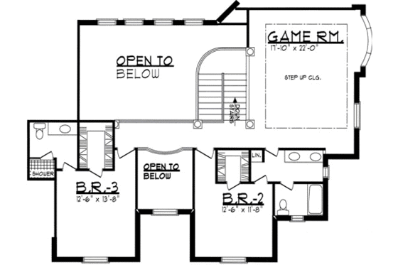 Floor Plan - Upper Floor for European House Plan #62-125 - 4 bed, 4 bath