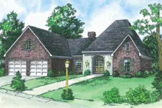 Exterior - Front Elevation for European House Plan #16-157 - 3 bed, 2 bath