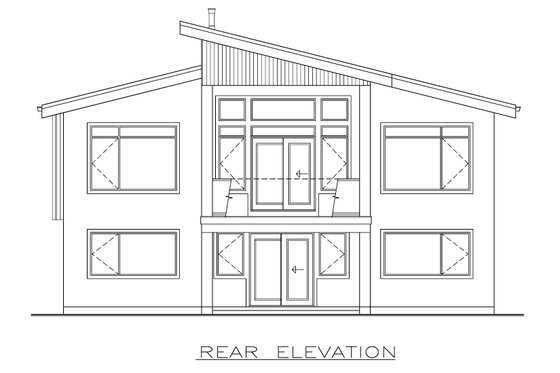 Exterior - Rear Elevation for Contemporary House Plan #1100-32 - 3 bed, 2 bath