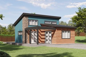 Cabin Exterior - Front Elevation Plan #1106-115