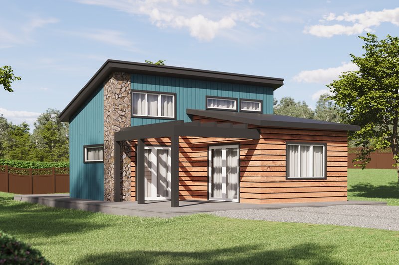 House Blueprint - Cabin Exterior - Front Elevation Plan #1106-115