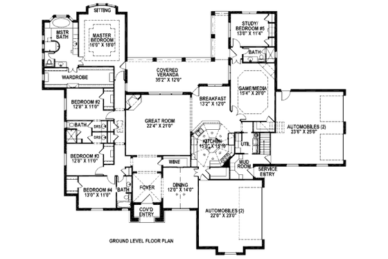 Floor Plan - Main Floor for European House Plan #141-253 - 5 bed, 4 bath