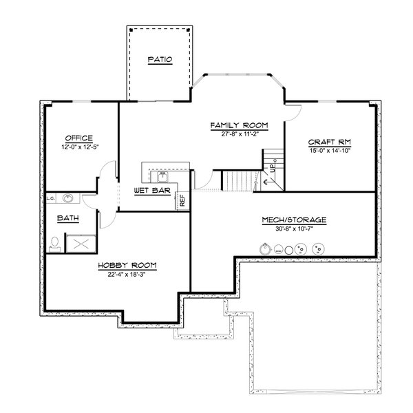 Craftsman Floor Plan - Lower Floor Plan #1064-132