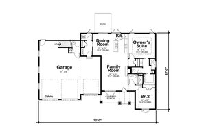 Floor Plan - Main Floor for Craftsman House Plan #20-2576 - 2 bed, 2 bath