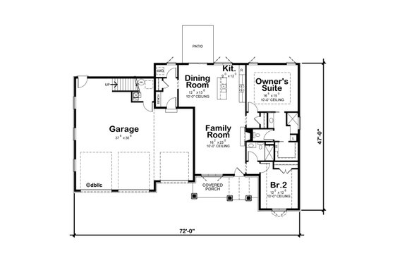 Floor Plan - Main Floor for Craftsman House Plan #20-2576 - 2 bed, 2 bath