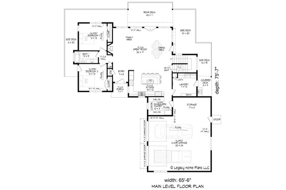 Floor Plan - Main Floor for Modern House Plan #932-866 - 3 bed, 2 bath