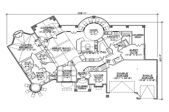Floor Plan - Main Floor for European House Plan #5-444 - 5 bed, 6 bath